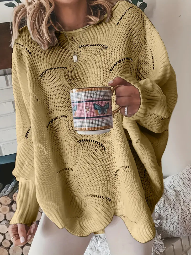 Adrianna™ | Solid Knit Sweater with Cutouts