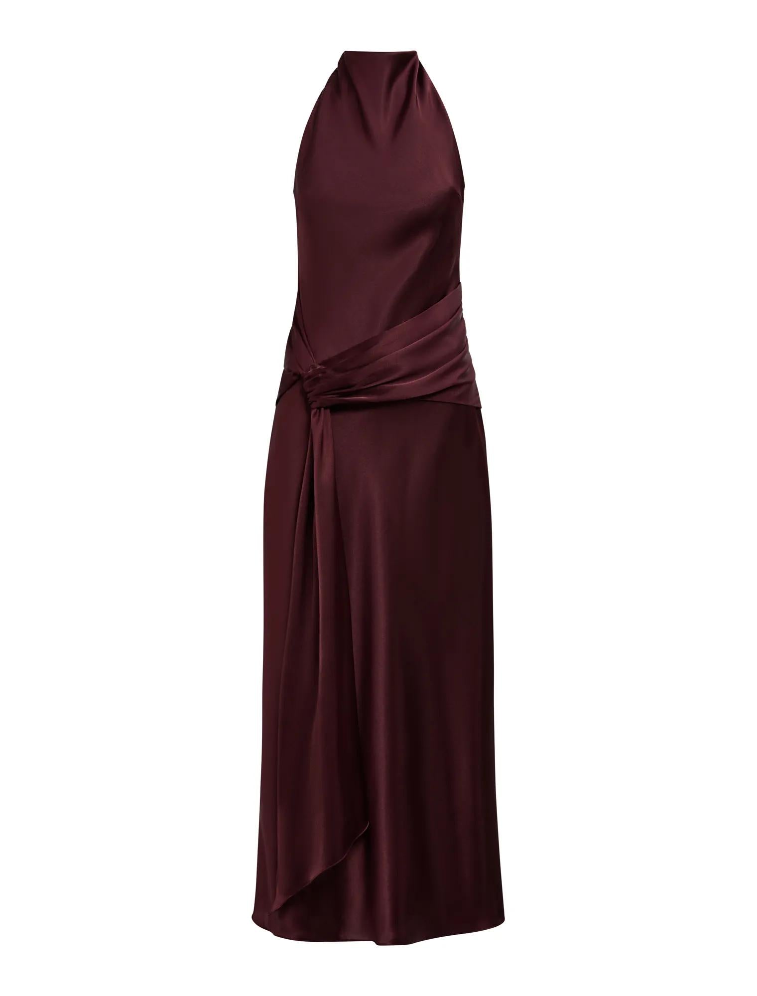 Abby | Women's Cocktail Dress With Halter Satin Design And Elegant Maxi Silhouette | Party