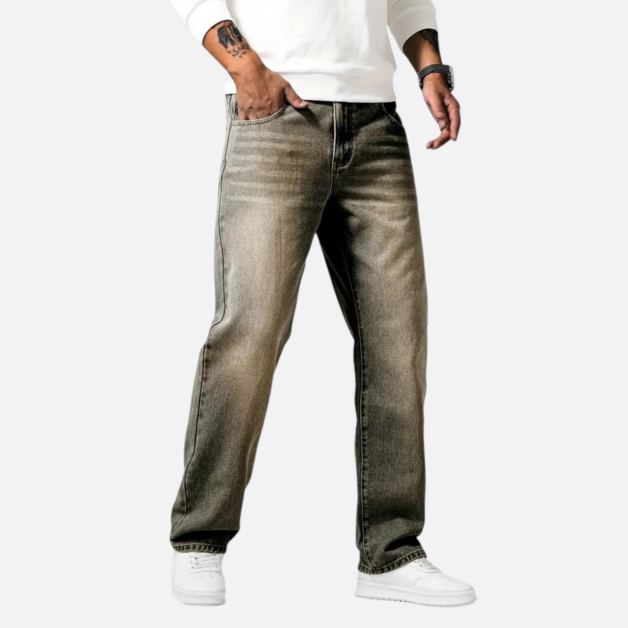 Aiden | Men's Denim Jeans With Pockets And Exposed Seams | Casual