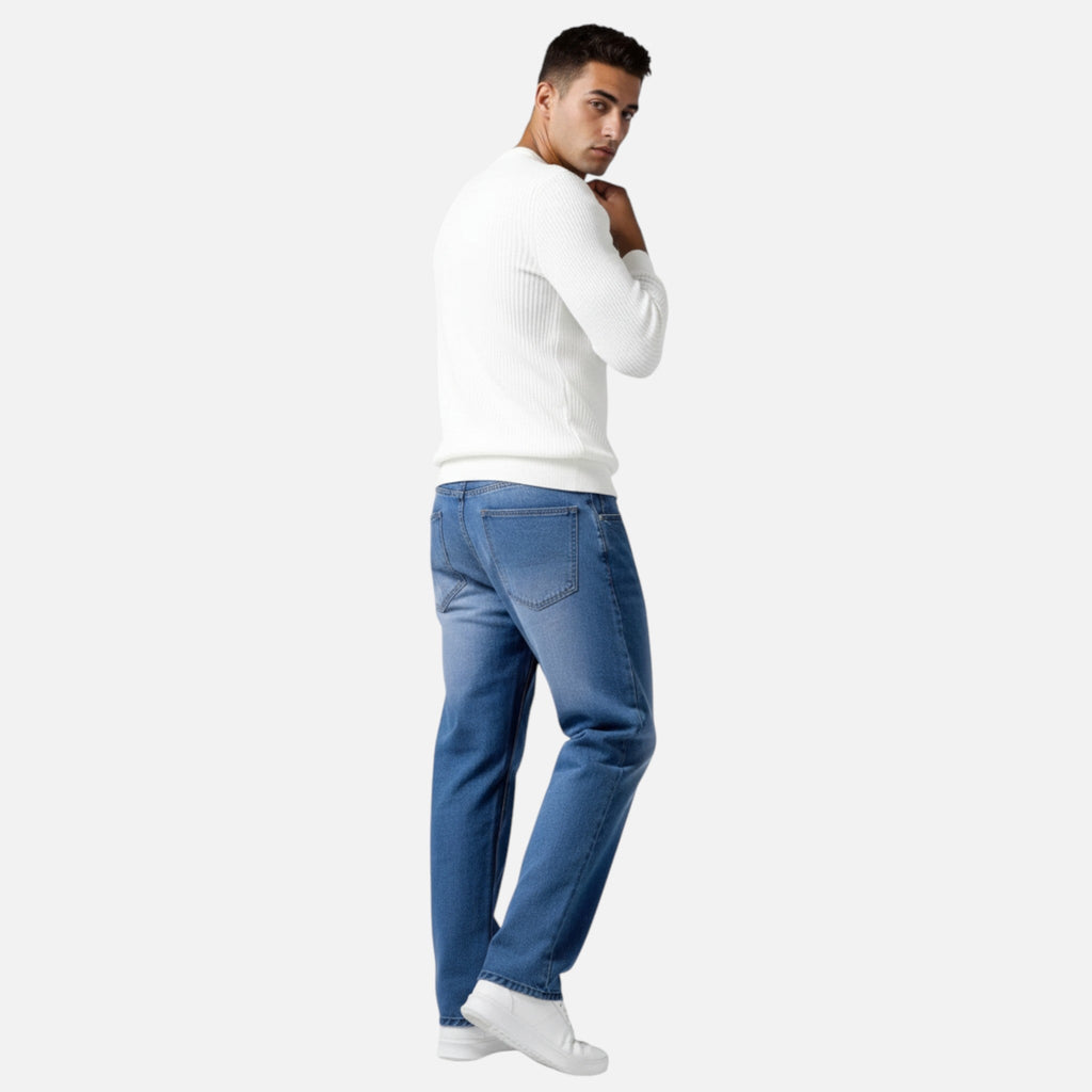 Aiden | Men's Denim Jeans With Pockets And Exposed Seams | Casual