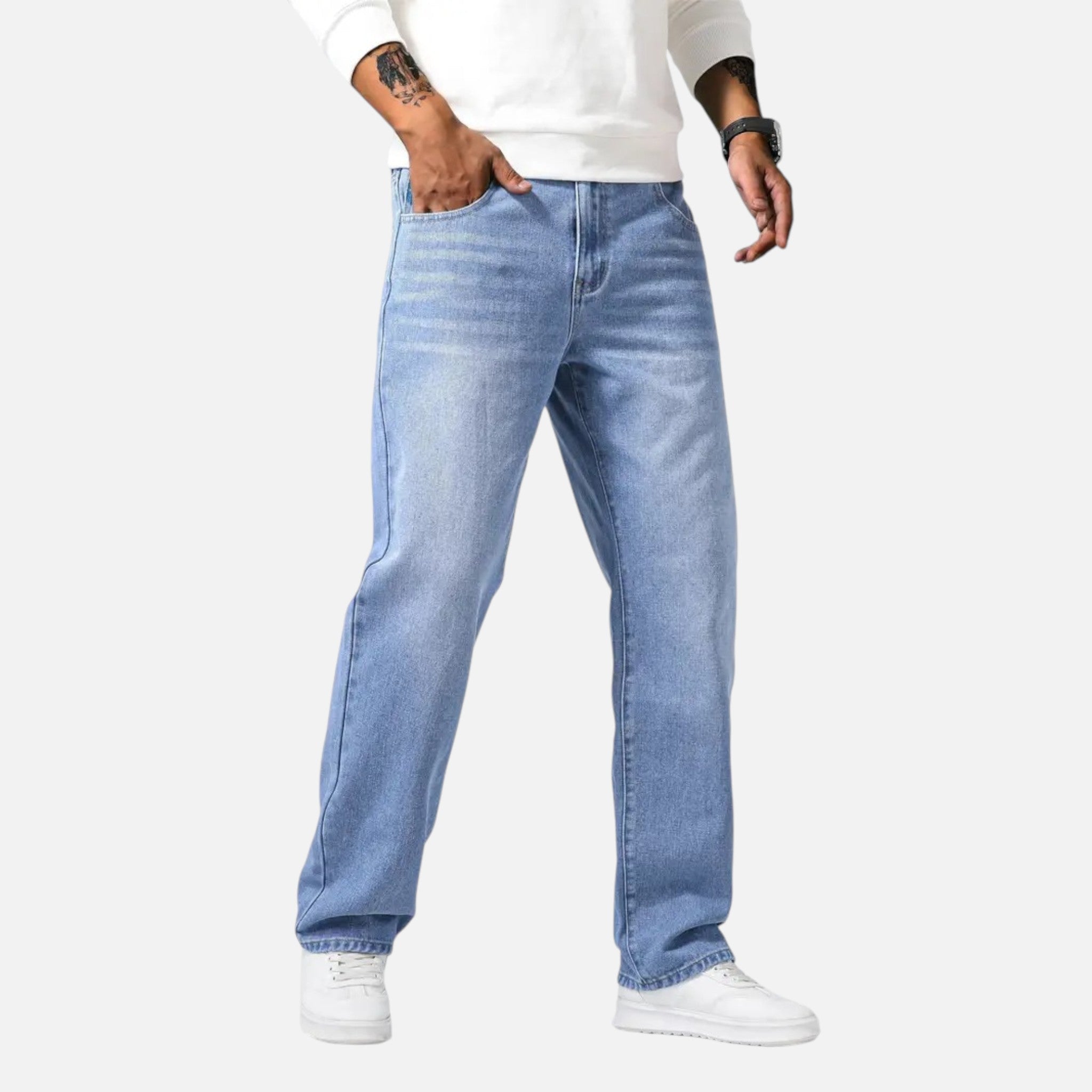 Aiden | Men's Denim Jeans With Pockets And Exposed Seams | Casual