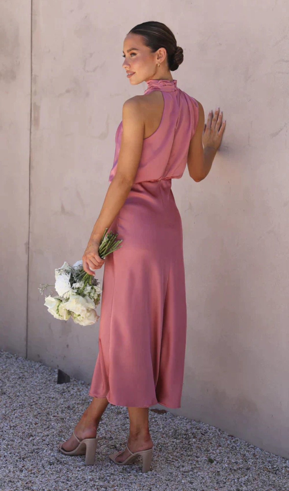 Aranza | Women’s Graduation Dress With V-Neck And Puff Sleeves | Elegant Midi