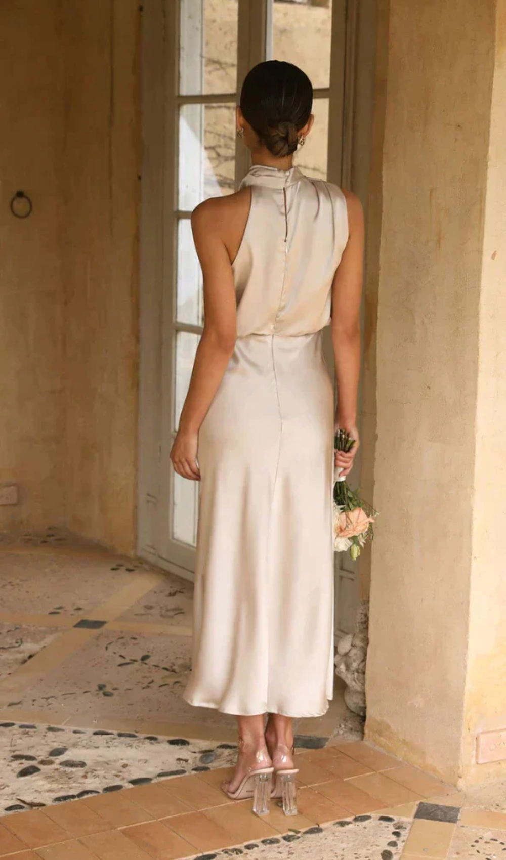 Aranza | Women’s Graduation Dress With V-Neck And Puff Sleeves | Elegant Midi