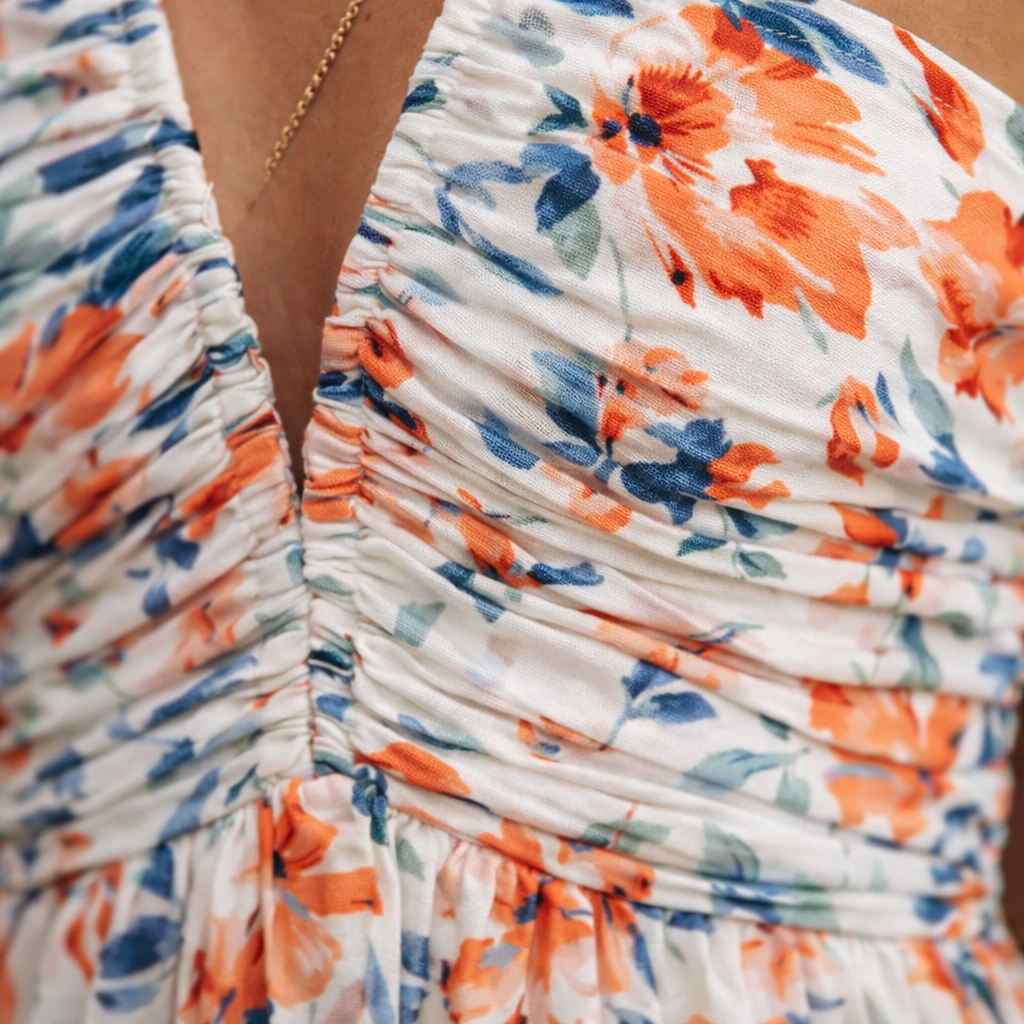 Ariadna | Women’s Graduation Dress With Floral Print And Halter | Elegant