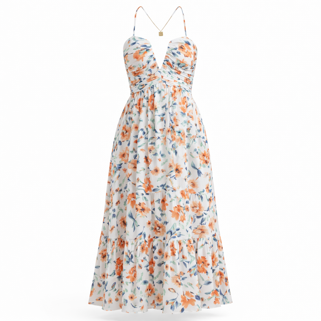 Ariadna | Women’s Graduation Dress With Floral Print And Halter | Elegant