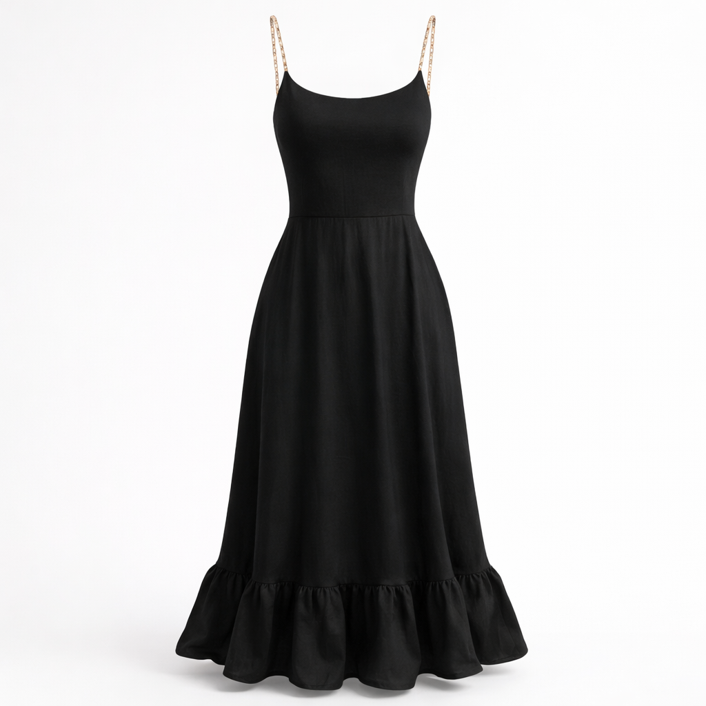 Ariana | Women’s Graduation Dress With Spaghetti Straps And Ruffle Hem | Elegant