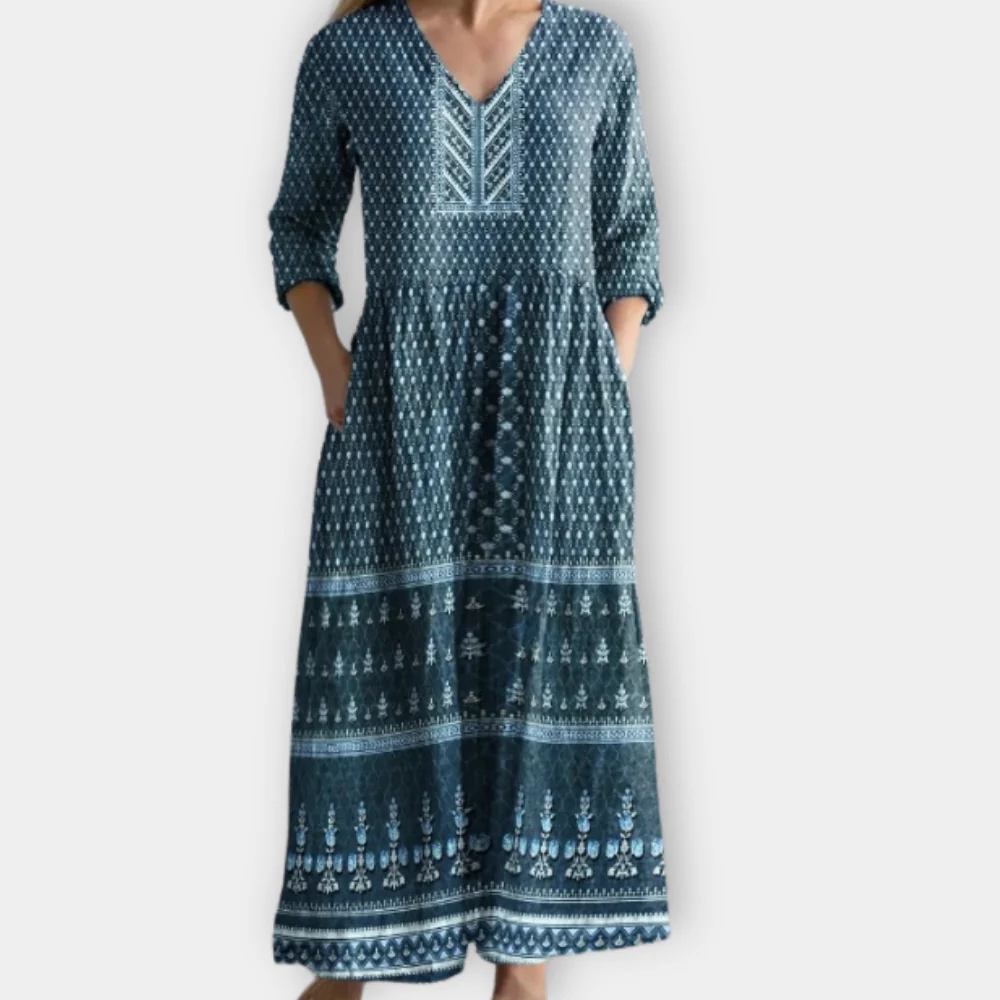 Arwen | Women’s Day Dress With Boho Print And V-Neck Design | Casual