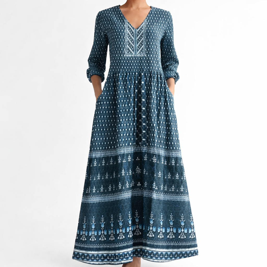 Arwen | Women’s Day Dress With Boho Print And V-Neck Design | Casual