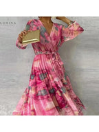 Aurelia | Women's Floral Dress With Wrap Front And Flowing Maxi Length