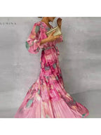 Aurelia | Women's Floral Dress With Wrap Front And Flowing Maxi Length