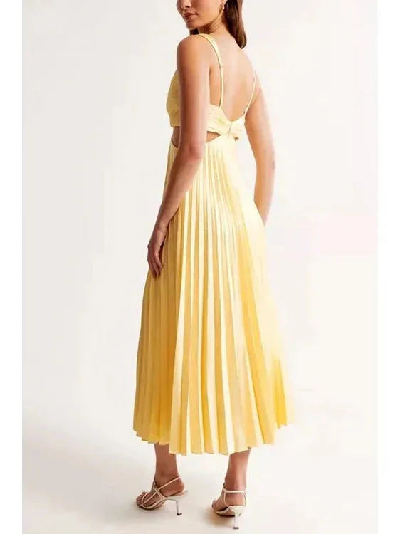 Aurelia | Women's Wedding Guest Dress With Deep V-Neckline And Pleated Skirt