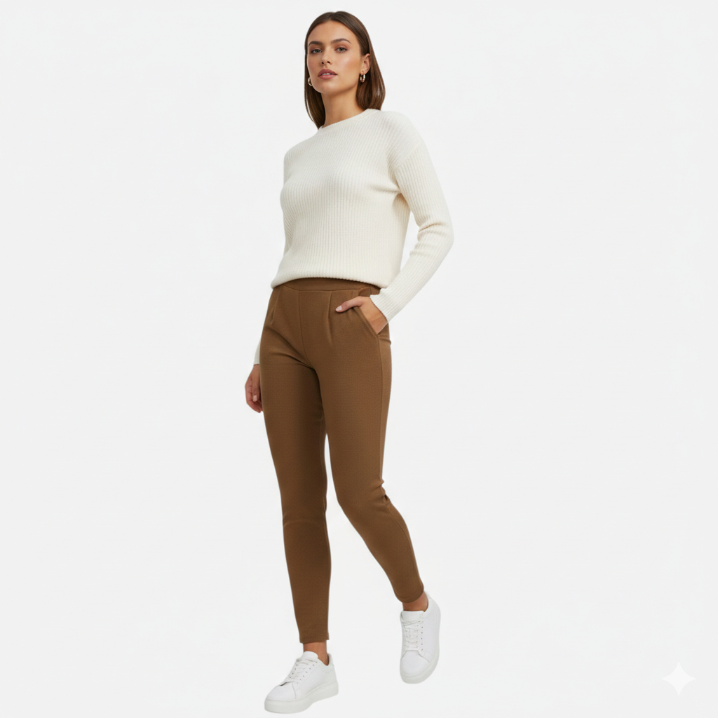 Ava | Women's  Plus Size Knit Trousers With Pockets And Slim Fit | Everyday