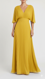 Aveline | Women's Day Dress With Pleated Skirt And V-Neckline