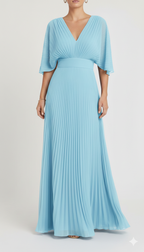 Aveline | Women's Day Dress With Pleated Skirt And V-Neckline