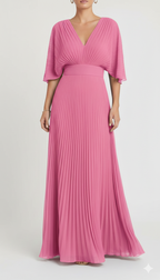 Aveline | Women's Day Dress With Pleated Skirt And V-Neckline