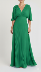 Aveline | Women's Day Dress With Pleated Skirt And V-Neckline