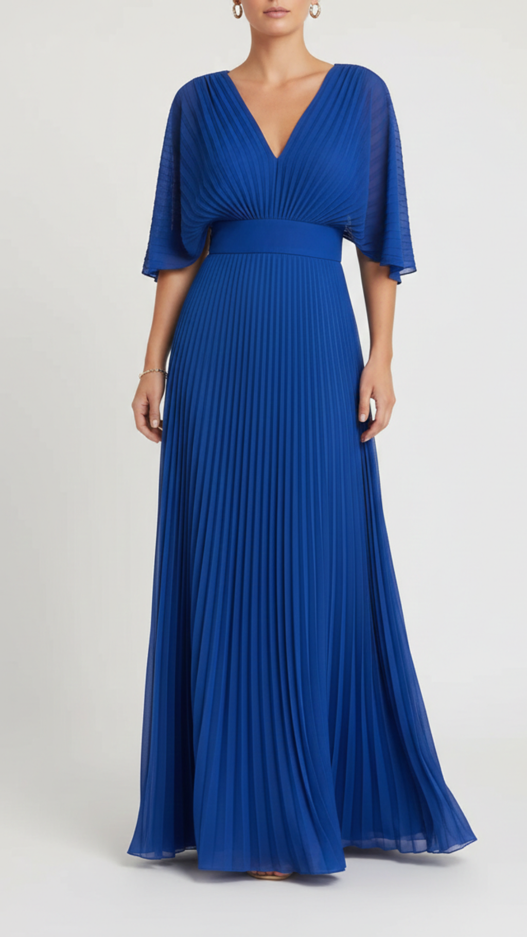 Aveline | Women's Day Dress With Pleated Skirt And V-Neckline