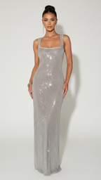 Avery | Women's Cocktail Dress With Square Neckline And Sequin Texture