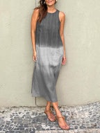 Briar | Women's Cotton Linen Day Dress With Side Split And Relaxed Maxi Silhouette | Casual