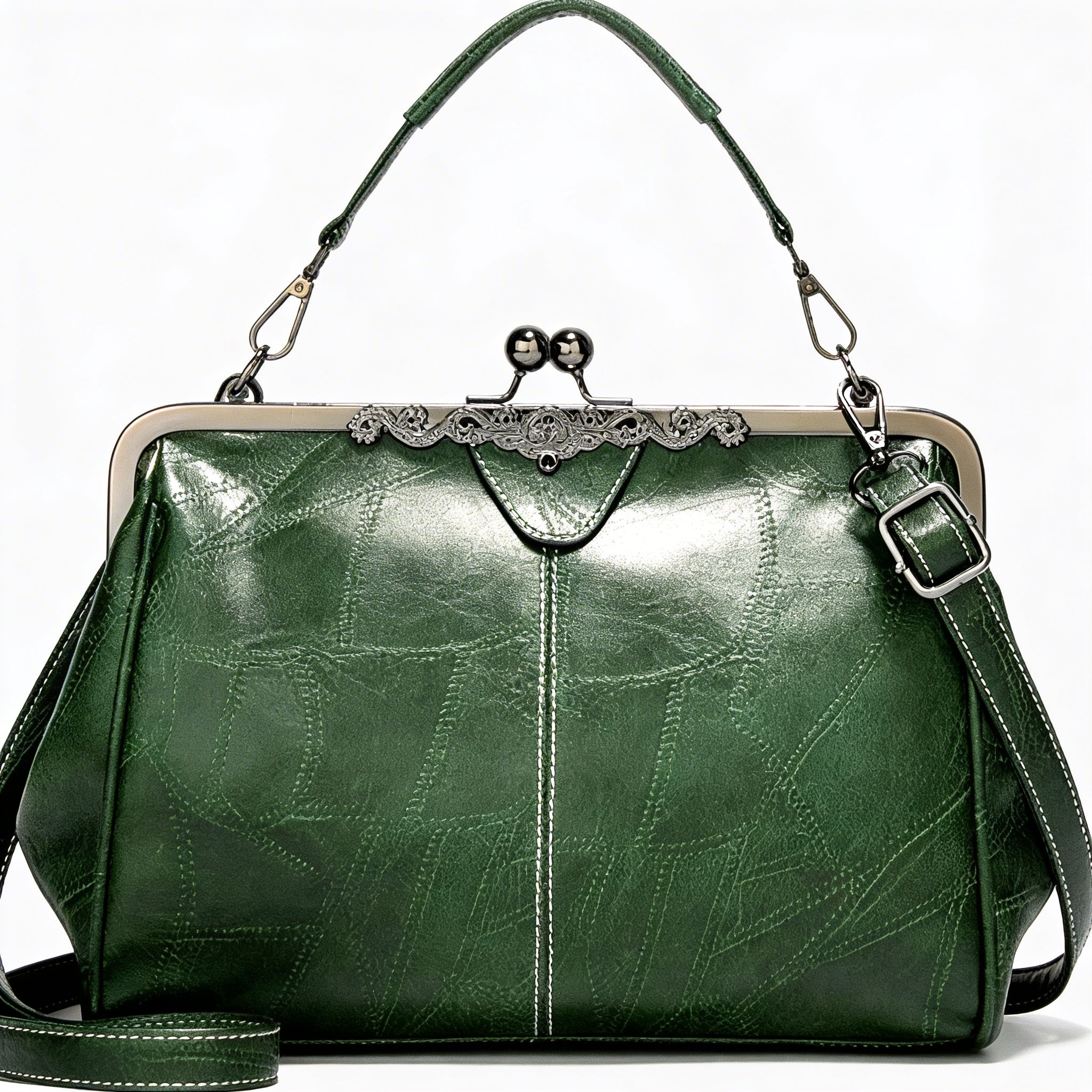 Camila | Women’s Crossbody Bag With Classic Clasp Closure And Contrast Stitch Detail | Retro