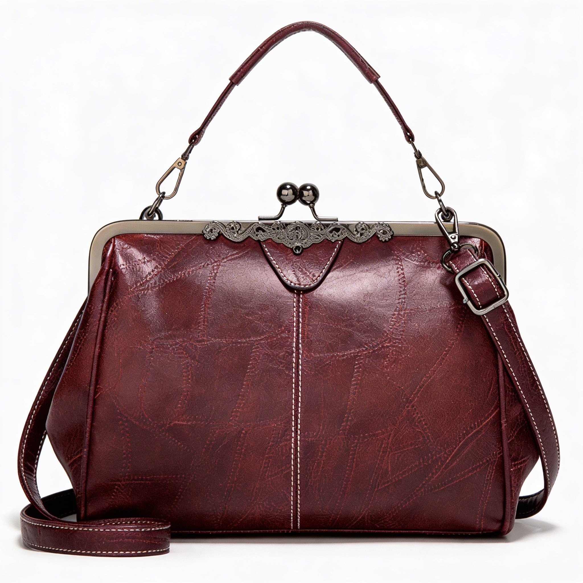 Camila | Women’s Crossbody Bag With Classic Clasp Closure And Contrast Stitch Detail | Retro