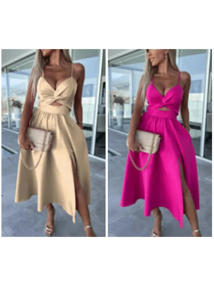 Camille | Women's Summer Dress With Sweetheart Neckline And Side Slit | Glamorous