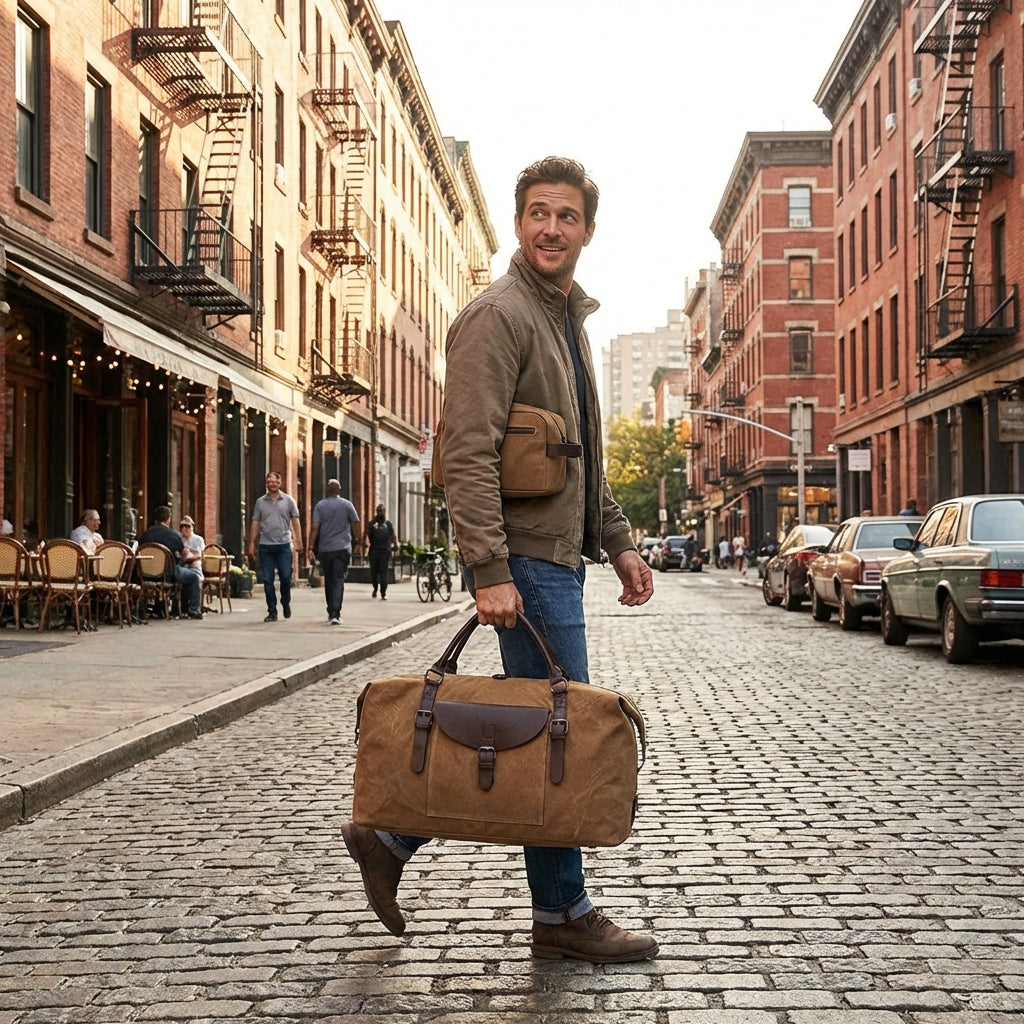 Lando | Unisex Duffel Bag With External Pocket And Reinforced Fastenings | Modern