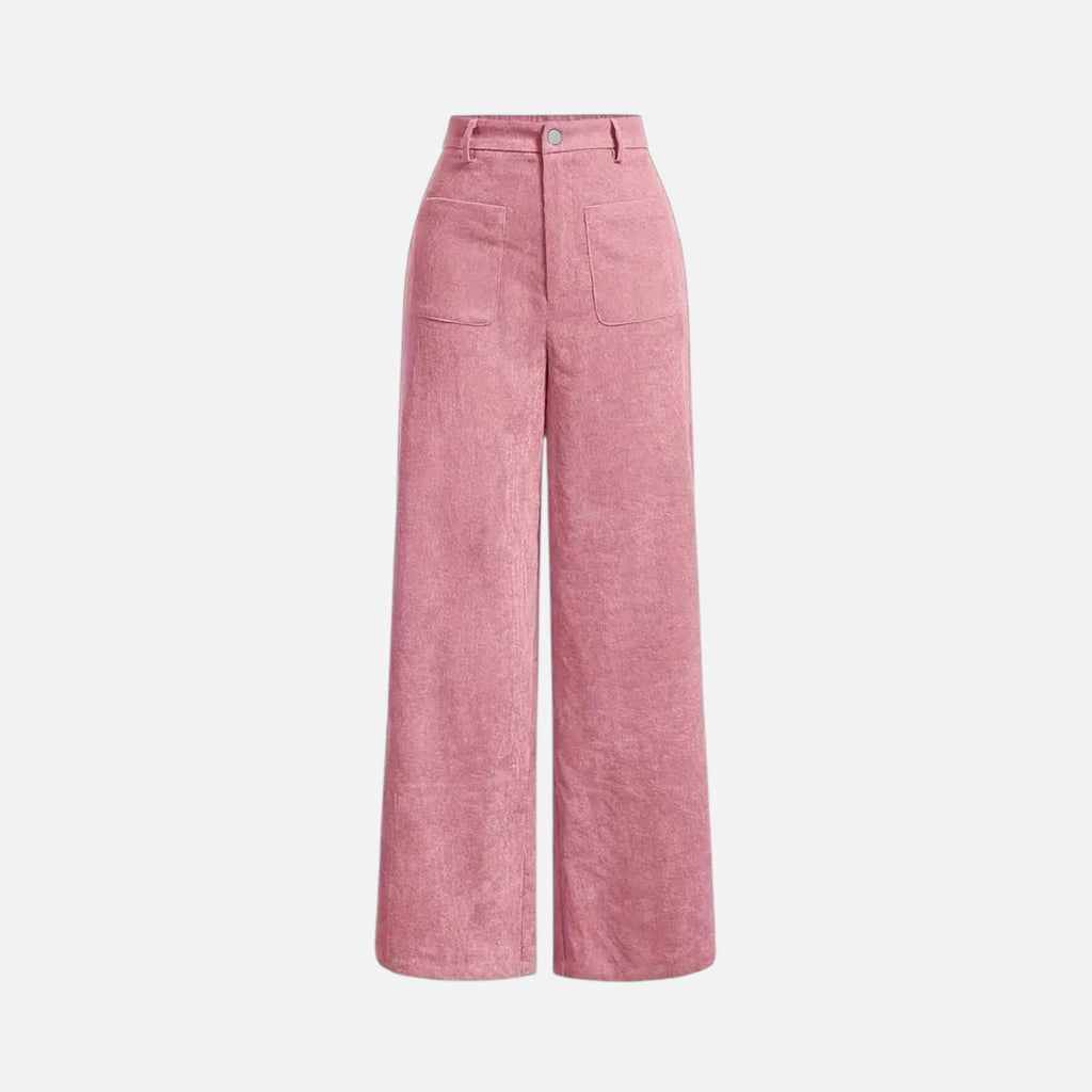 Charlotte | Women's Corduroy-Style Straight-Leg Trousers With Pockets | Modern