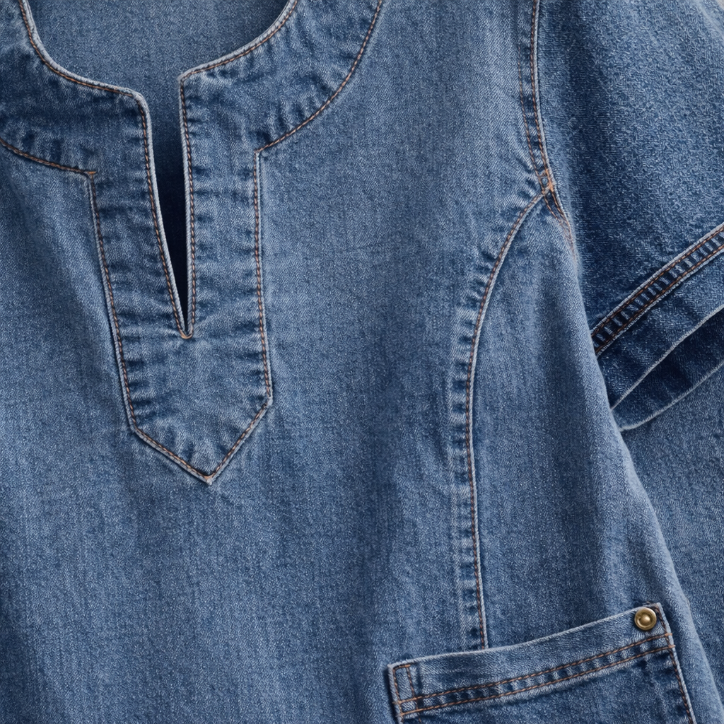 Clara | Women’s Day Dress With Denim Fabric And Front Pockets | Casual