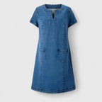 Clara | Women’s Day Dress With Denim Fabric And Front Pockets | Casual