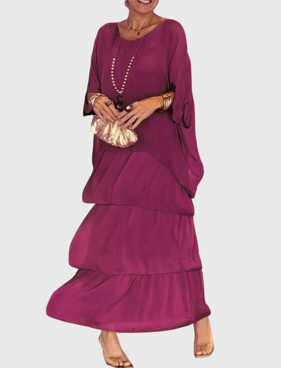 Clara | Women’s Formal Dress With Layered Ombre Skirt And Loose-Fit Top | Elegant