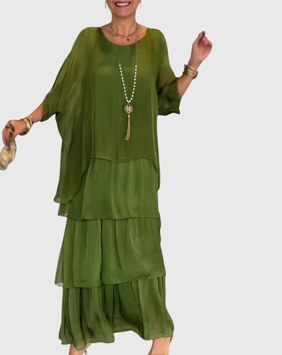 Clara | Women’s Formal Dress With Layered Ombre Skirt And Loose-Fit Top | Elegant