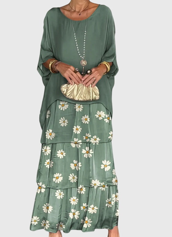 Clara | Women’s Formal Dress With Layered Ombre Skirt And Loose-Fit Top | Elegant