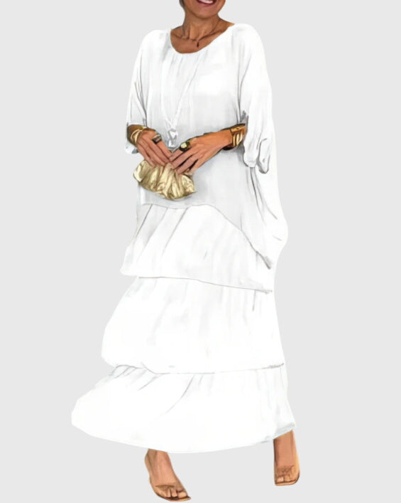 Clara | Women’s Formal Dress With Layered Ombre Skirt And Loose-Fit Top | Elegant