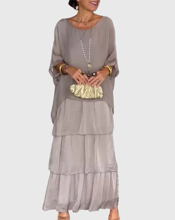 Clara | Women’s Formal Dress With Layered Ombre Skirt And Loose-Fit Top | Elegant