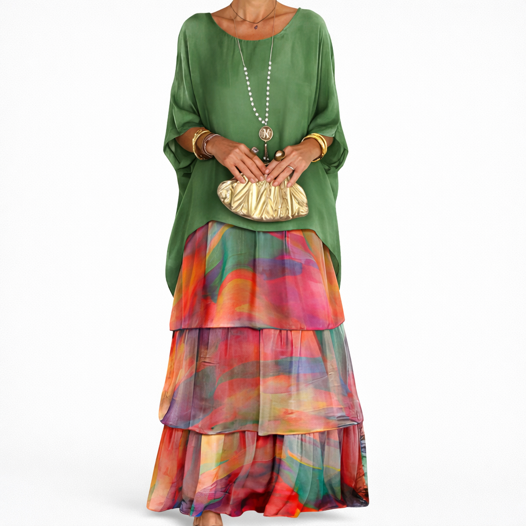 Clara | Women’s Formal Dress With Layered Ombre Skirt And Loose-Fit Top | Elegant