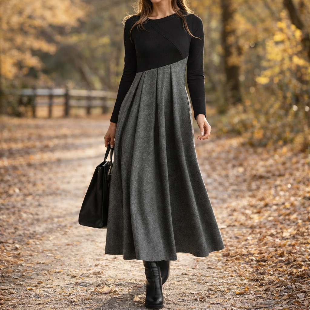 Clara | Women’s Formal Dress With Long Sleeves And Pleated Maxi Skirt | Elegant
