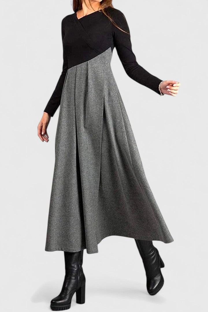 Clara | Women’s Formal Dress With Long Sleeves And Pleated Maxi Skirt | Elegant