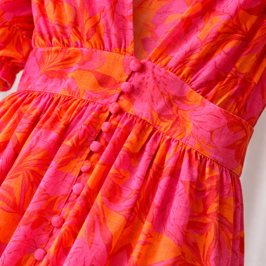 Clara | Women’s Graduation Dress With Puff Sleeves And Floral Print | Elegant