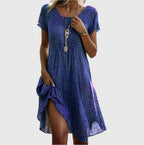 Clara | Women's Printed Day Dress With Flowy Boho Design And Relaxed Midi Silhouette | Casual