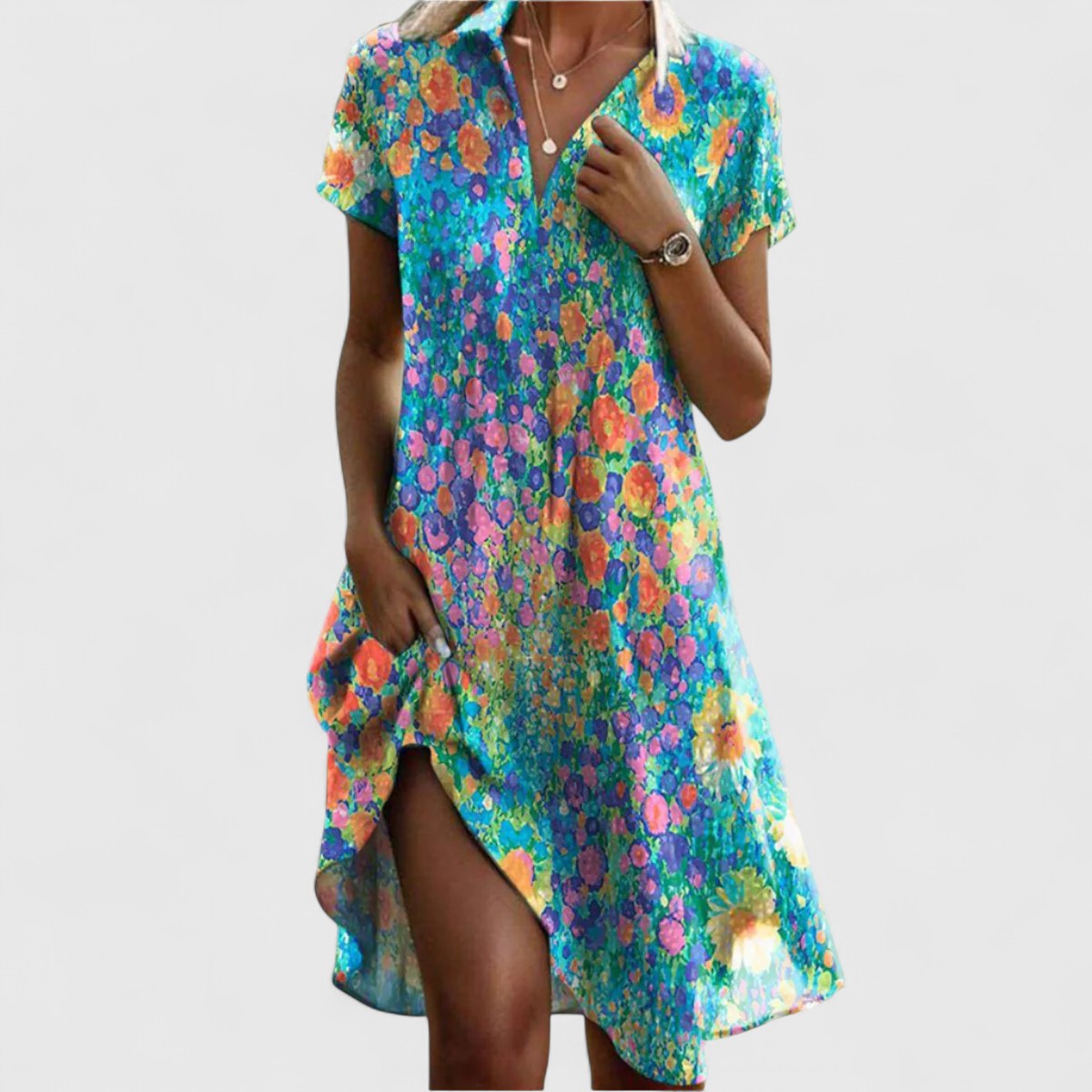 Clara | Women's Printed Day Dress With Flowy Boho Design And Relaxed Midi Silhouette | Casual