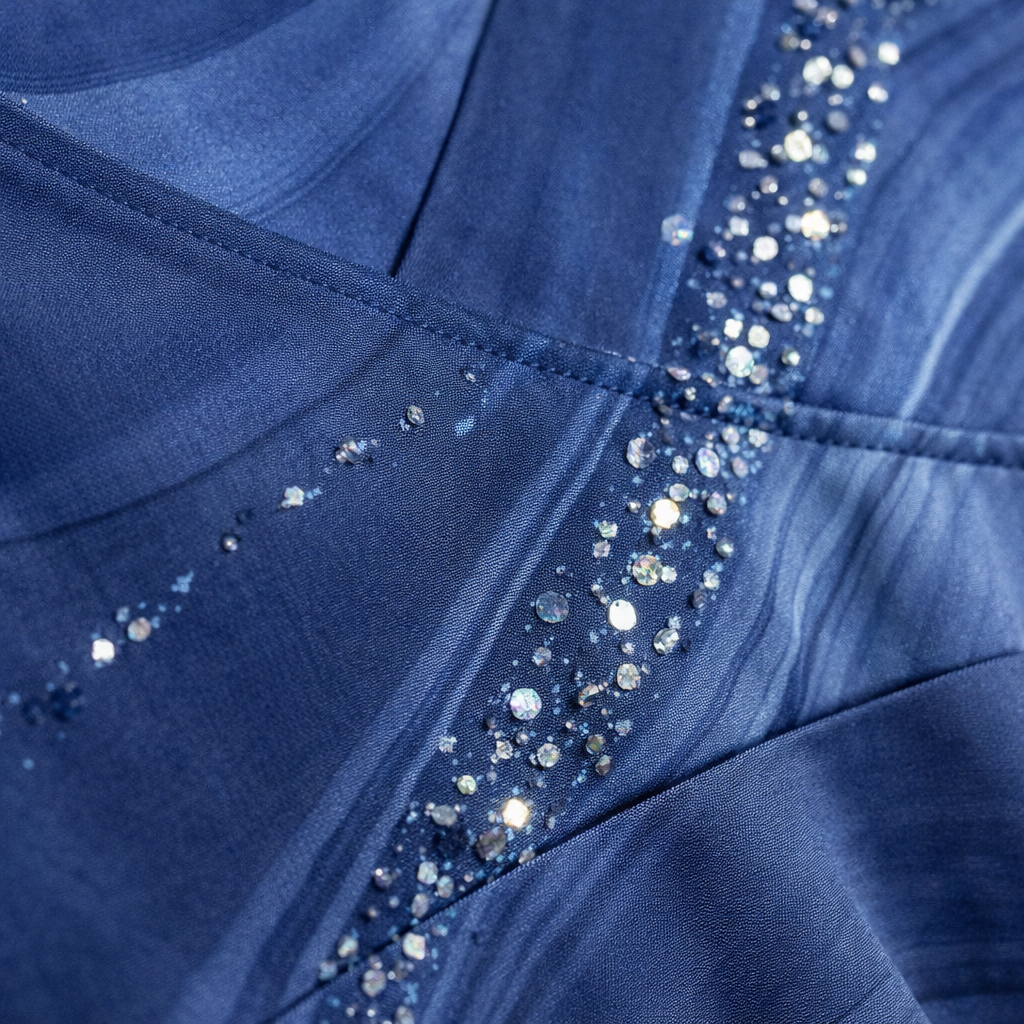 Clara | Women's Sparkle Dress With V-Neck And Flowing Swirl Print | Elegant