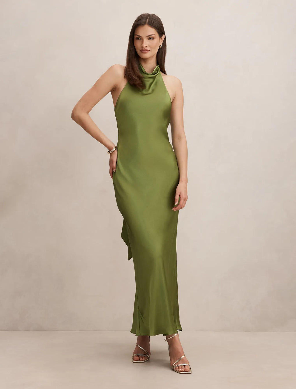Clementine | Women's Cocktail Dress With High Neck Satin Design And Elegant Maxi Silhouette | Party