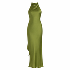 Clementine | Women's Cocktail Dress With High Neck Satin Design And Elegant Maxi Silhouette | Party