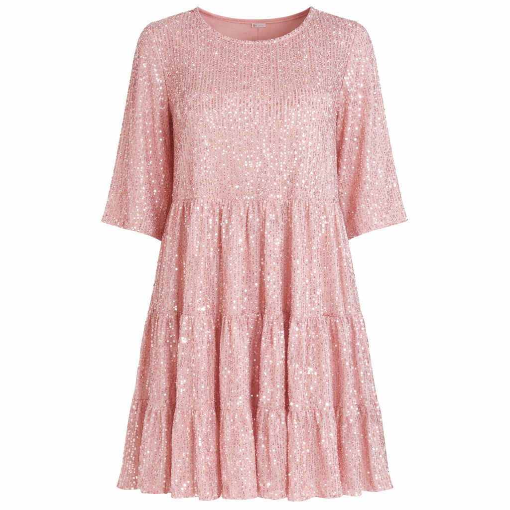 Coco | Women's Sparkle Dress With Sequin Fabric And Tiered Mini Silhouette | Party