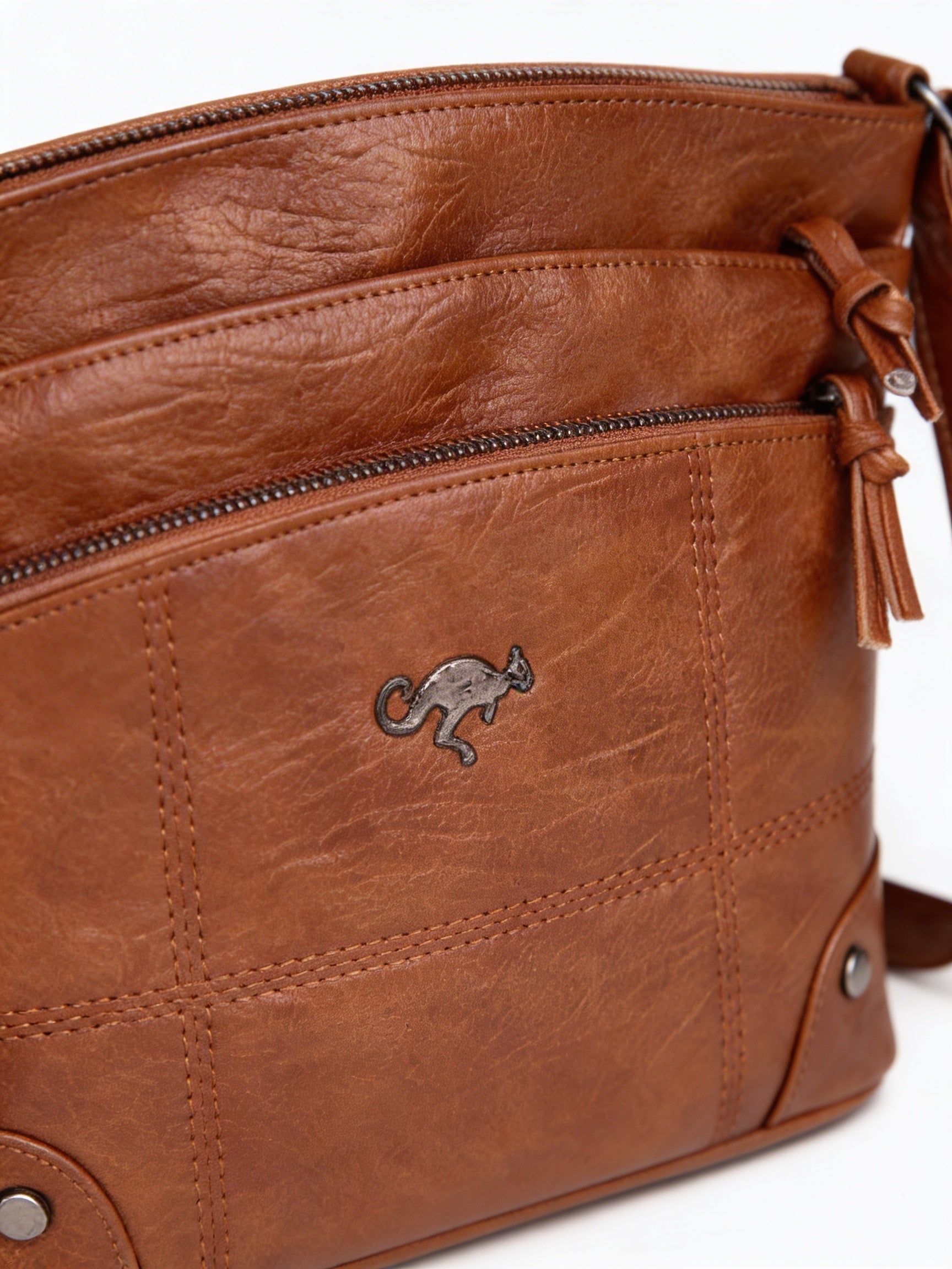 Elena | Women’s Crossbody Bag With Front Zipper Pocket And Contrast Stitch Detail | Everyday