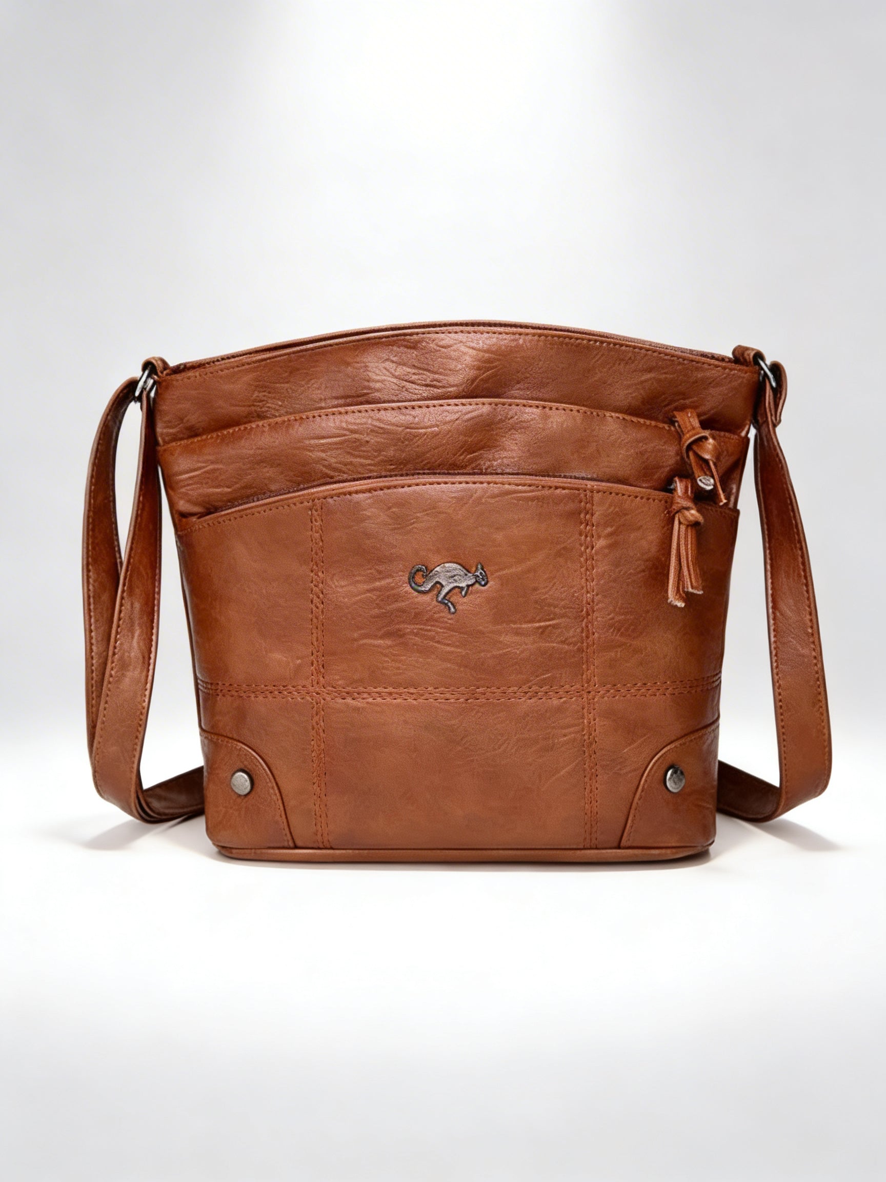Elena | Women’s Crossbody Bag With Front Zipper Pocket And Contrast Stitch Detail | Everyday