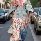 Elowen | Women's Floral Dress With Cape Sleeves And Tie Waist