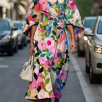 Elowen | Women's Floral Dress With Cape Sleeves And Tie Waist
