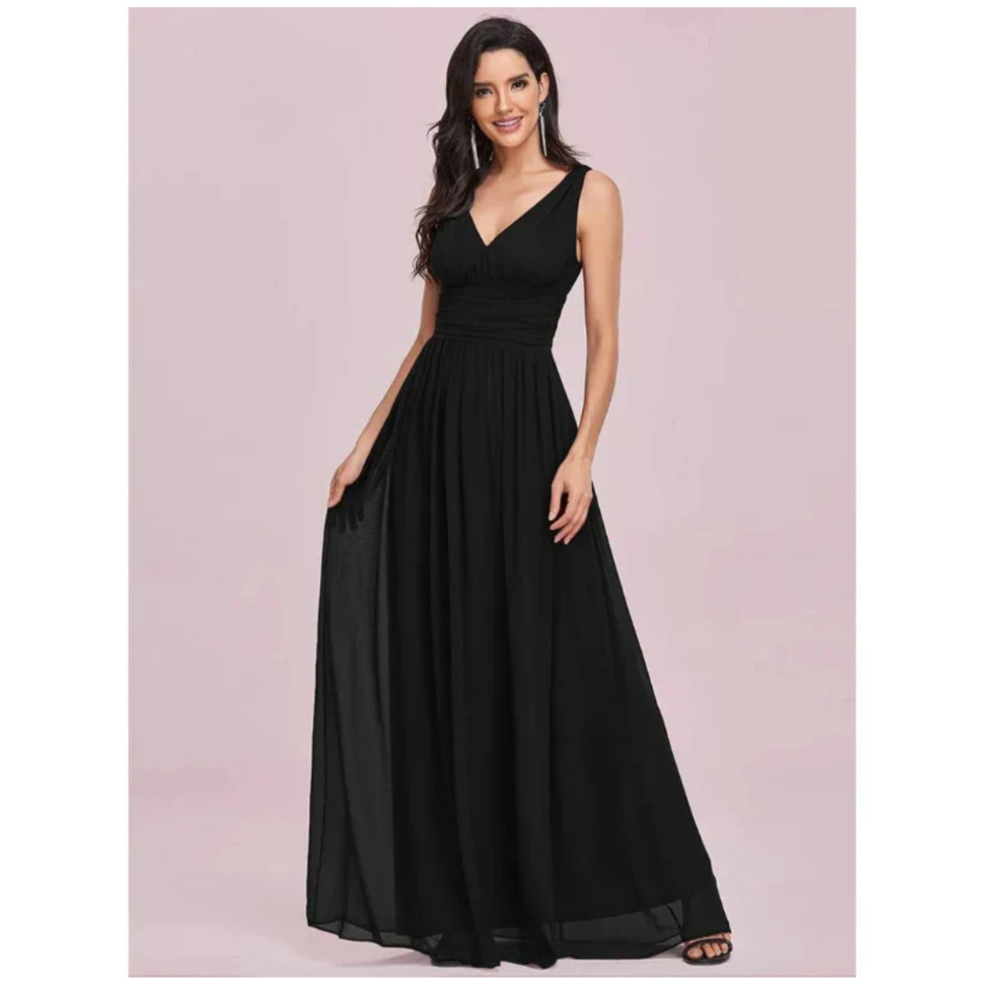Brielle | Women's Wedding Guest Dress With V-Neckline And Ruched Waist